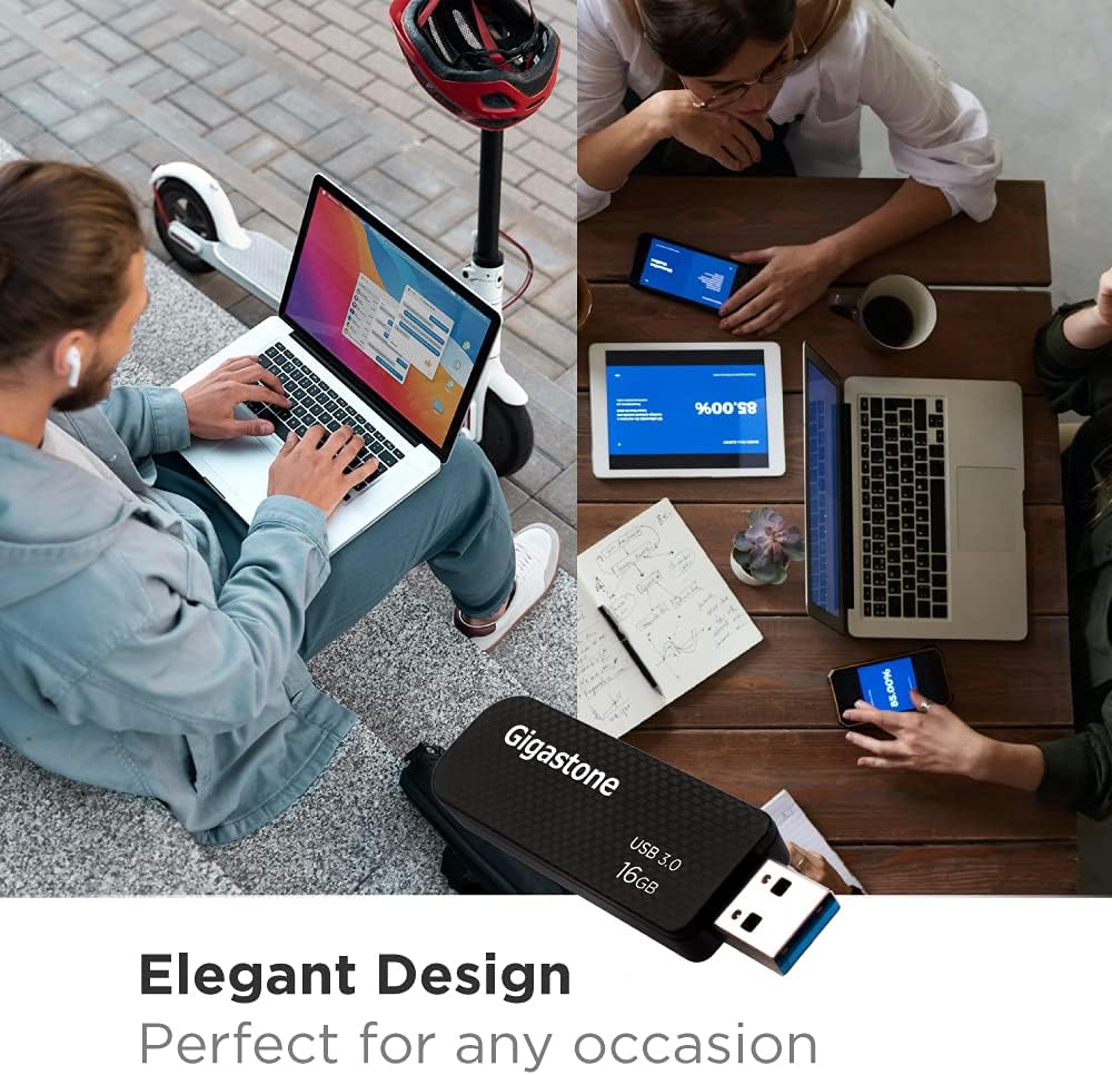 GIGASTONE 16GB Flash Drive (5 Pack) Z30 USB 3.2 Gen 1, 50MB/s Ultra Fast, Keychain Loop, Carbon Fiber Style, Push-Pull Design, Data Storage, Backup for PC/Mac/TV/Car, USB 2.0/3.0/3.1 Compatible