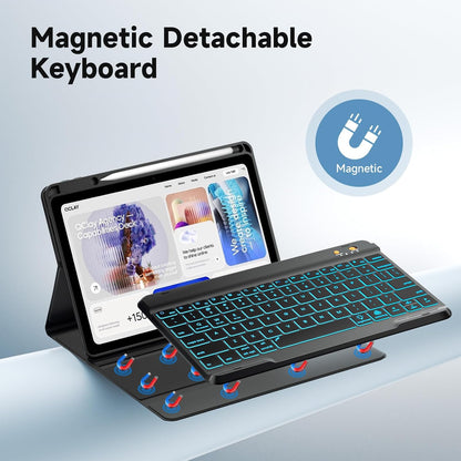 Keyboard Case for iPad 9th/8th/7th Generation 10.2 inch 2021/2020/2019 & ipad Pro 10.5-inch & ipad Air 3 2019-Backlit Detachable keyboard 360° Rotatable Folio Cover with upper pencil holder-(Black)