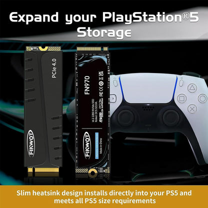 FN970 4TB M.2 2280 PCIe Gen4 x4 NVMe 1.4 Internal Solid State Drive with Heatsink - Speeds up to 7,400MB/s, Configure DRAM Cache, Compatible PS5 Internal SSD