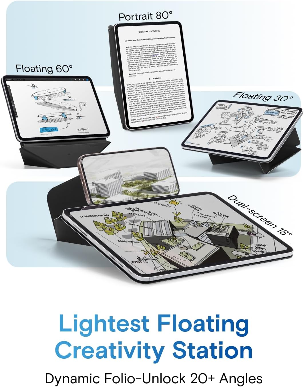 MOFT Dynamic Folio Case for iPad Pro 12.9 -inch (6th/5th/4th Generation, 2022/2021/2020), Silm Magnetic Stand Case with 20+ Viewing Angles, Auto Wake/Sleep, Ultra Thin, Jet Black