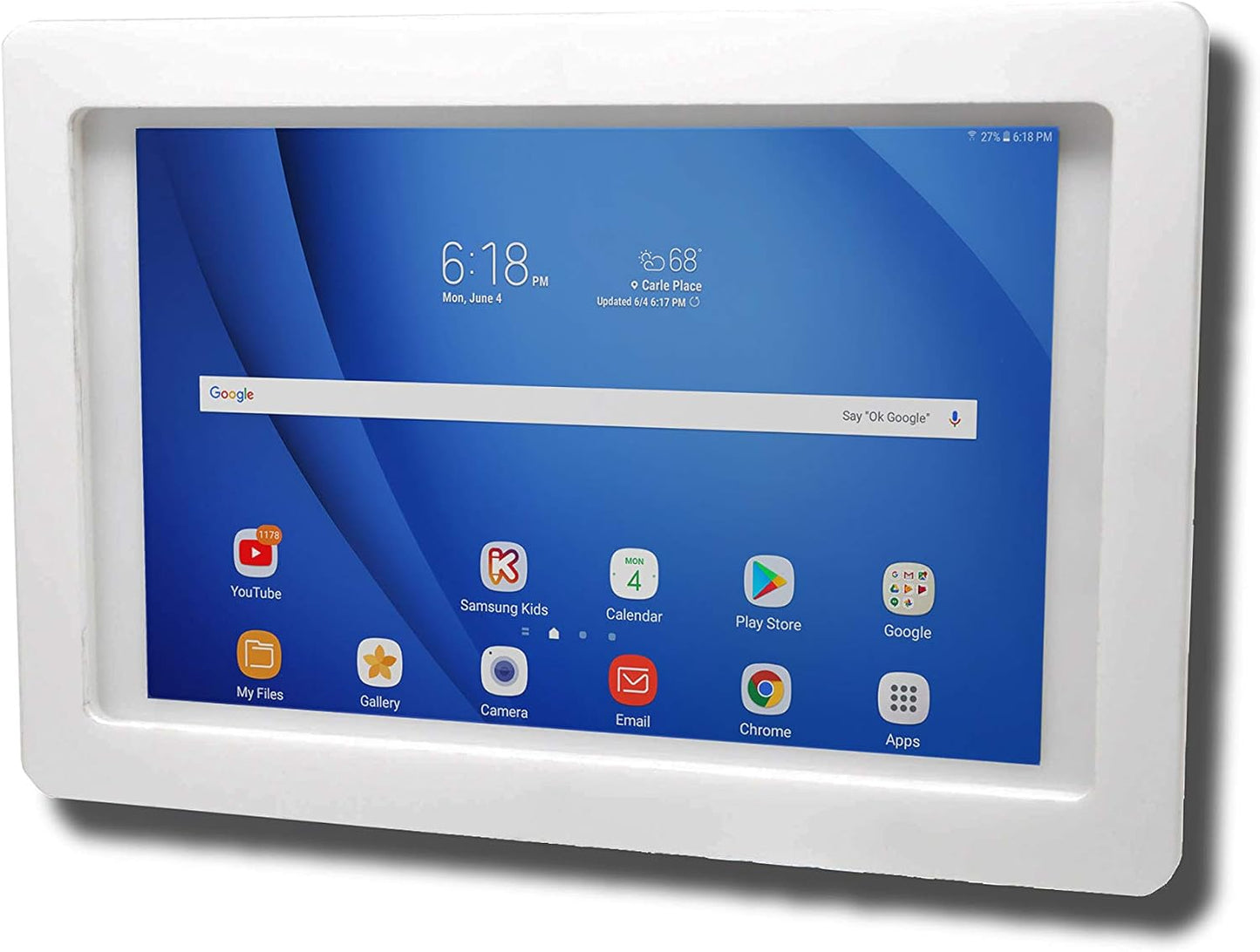 TABcare Anti-Theft Acrylic VESA Enclosure for Galaxy TAB A 8.0" w S-Pen Tablet with Free Wall Mount Kit & 90-Degree Angle Charge Cable (TAB A 8.0 w S-Pen SM-P200, White)