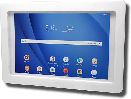 TABcare Anti-Theft Acrylic VESA Enclosure for Galaxy TAB A 8.0" w S-Pen Tablet with Free Wall Mount Kit & 90-Degree Angle Charge Cable (TAB A 8.0 w S-Pen SM-P200, White)