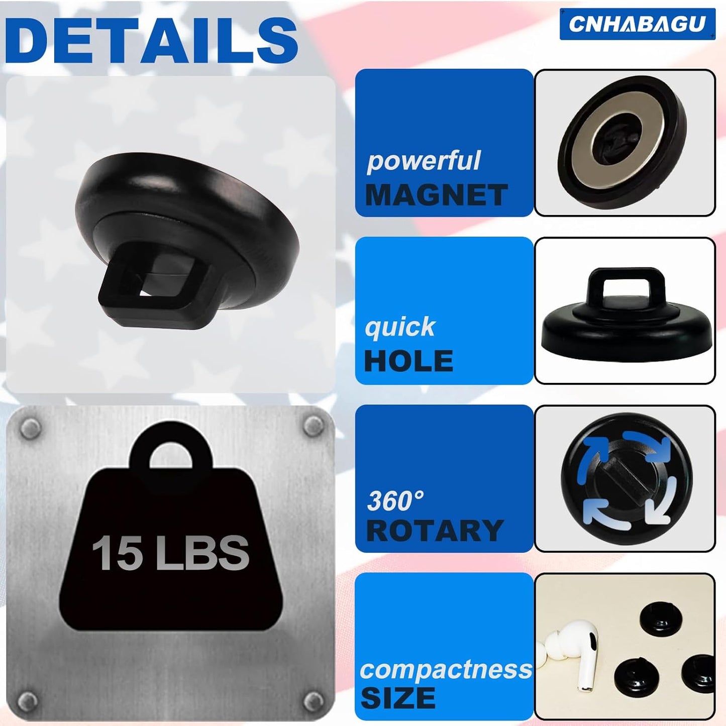 Magnet Zip Tie Mount Magnetic Zip Ties Mount Base Holder Multipurpose Wire Cable Holder Mount Wire Clips Management for Home Office Marine Electrical Wiring (D19 0.75in, 20 Piece)