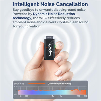 GODOX Wireless Lavalier Microphone for iPhone/Android Phone with Noise Cancellation(2 TX + 1 RX + Charging Case),Mini Mic for DSLR Cameras/PC/Live Streaming,200m/656ft,with Battery Level Display