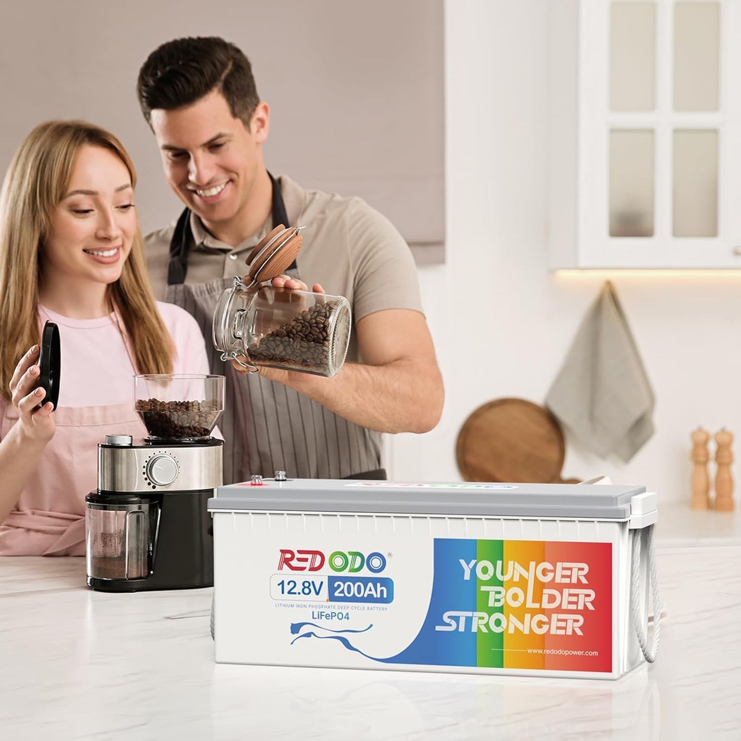 Redodo 12.8V 200Ah LiFePO4 Battery Lithium Battery with 100A BMS, 4000-15000 Deep Cycles & 10-Year Lifetime, Perfect for RV, Camping, Boats, Trolling Motor, Solar Home System, etc