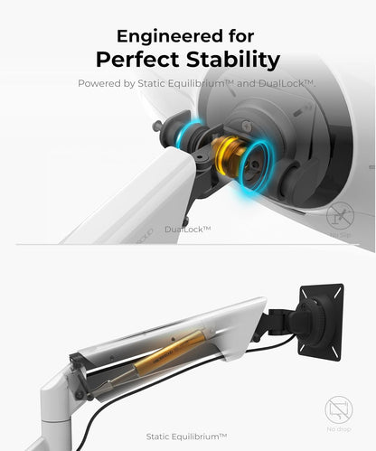 Heavy Duty Monitor Arm Desk Mount for 34 to 49 inch Ultrawide Curved Flat Monitors, Supports 14 to 38 lbs, Smooth Gas Spring Movement, VESA 75x75/100x100, Black, Classic