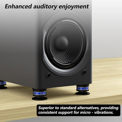 Preffair Audiophile Speaker Isolation Spikes Aluminum Record Player Shock Absorber Speaker Floor Protector Mat Adjustable Subwoofer Anti Vibration Pads Non-Slip LP Vinyl Record Player Base