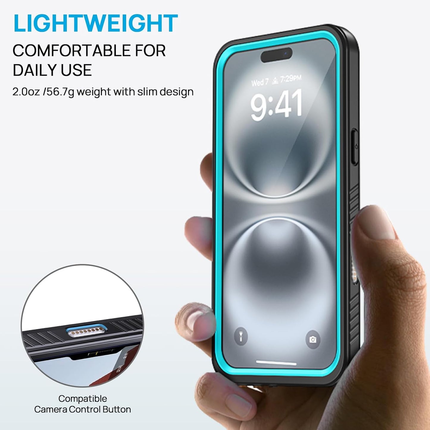 Lanhiem for iPhone 16 Plus Case, IP68 Waterproof Dustproof Shockproof Cases with Built-in Screen Protector, 360 Full Body Heavy Duty Rugged Phone Cover for iPhone 16 Plus - 6.7 inch (Blue)