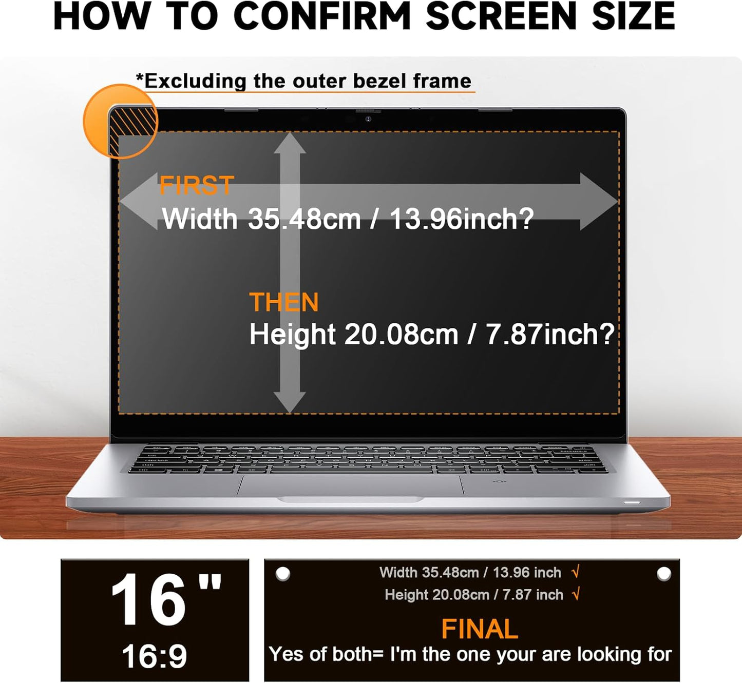 Mamol Laptop Privacy Screen 16 Inch, Compatible with Lenovo, HP, Dell, Acer, Asus, Thinkpad, Envy, Xps - 16:9 Aspect, Anti Blue Light Glare, Removable Privacy Shield, Anti-Scratch Screen Protector