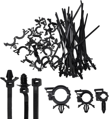 45 Pieces Car Cable Management Kit With Push Mount Cable Ties And Wire Routing Clips, Nylon Cable Tie Buckle Set For Automotive Engine Bay Wire Organization