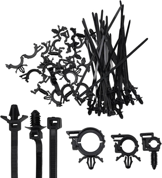 45 Pieces Car Cable Management Kit With Push Mount Cable Ties And Wire Routing Clips, Nylon Cable Tie Buckle Set For Automotive Engine Bay Wire Organization