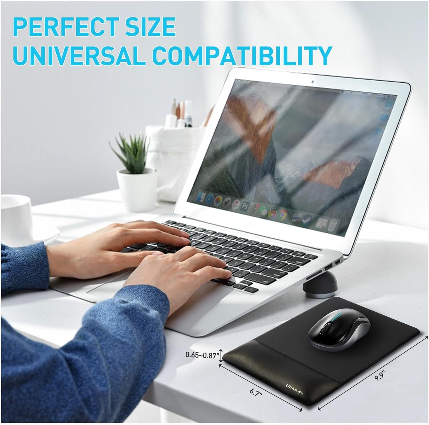 univo colors Design-Wave Wrist Rest Mouce Pad,PE Mouse Sliding Panel+Artificial Sheepskin+Memory Foam+Ergonomic+Anti-Slip Gel,Resilience Support During Work and Gaming,Mouce Accessory,Grey