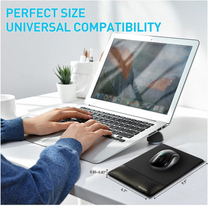 univo colors Design-Wave Wrist Rest Mouce Pad,PE Mouse Sliding Panel+Artificial Sheepskin+Memory Foam+Ergonomic+Anti-Slip Gel,Resilience Support During Work and Gaming,Mouce Accessory,Black