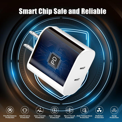 Fast iPhone 16 15 Charger,Dual Port USB C Charger Fast Charging Block,2Pack Quick USB C Apple Wall Power Adapter,6FT USBC to C Cable for iPhone 16 Pro Max/16 Pro/16 Plus/16e/15 Pro Max/15 Pro/iPad Pro