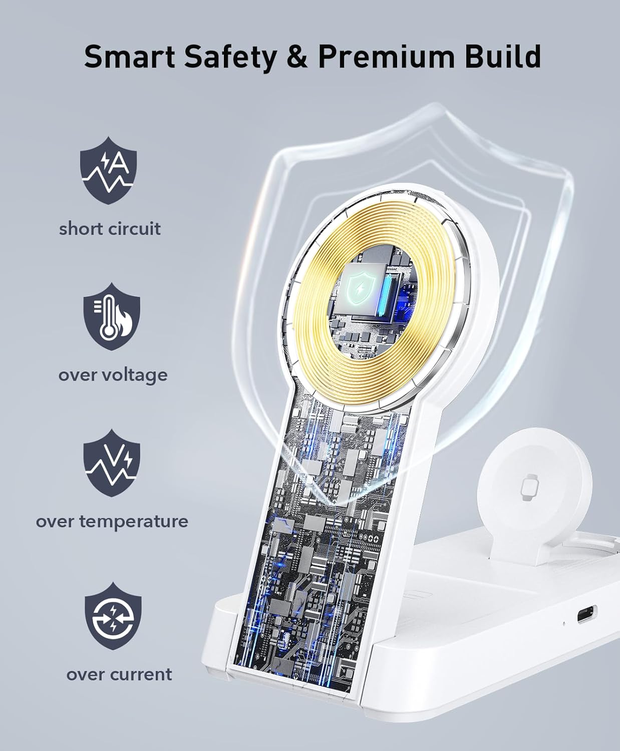 3 in 1 Magnetic Wireless for iPhone Charging Station: Foldable Portable Charger for iPhone 16-12 Pro Max & Apple Watch & AirPods, for Apple Multiple Devices Charger for Home,Office&Travel