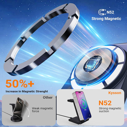 Foldable 3 in 1 Charging Station for Multiple Devices, Travel Wireless Charger for MagSafe Charger Stand, Magnetic Charging Stand for iPhone 16/15/14/13/12 for iWatch AirPods Black