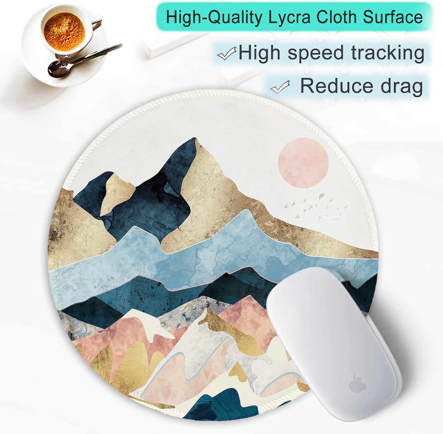 ITNRSIIET Round Mouse Pad with Stitched Edge Premium-Textured Waterproof Non-Slip Rubber Base Desktop Protection Mat Diameter 8.7 inches, Sunrise