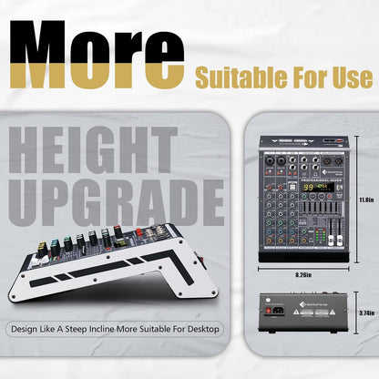 Professional Audio Mixer 4 Channel Sound Board Console System 99 DSP DJ Mixer 48V Phantom for Karaoke DJ Studio Streaming Recording