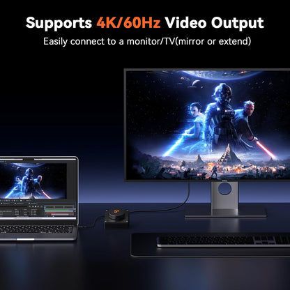 TobenONE 10-in-1 Shortcut-Key Docking Station with 4 Shortcut Button and Volume Knob, USB C Dock with 4K@60Hz HDMI, 100W PD, 3 USB, Ethernet, Audio, SD/microSD for MacBook, Windows, Chrome, Mac mini