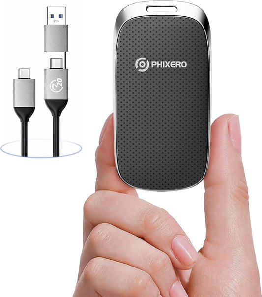 PHIXERO P20 External Portable SSD 2TB,up to 2050Mb/s,External Solid State Drives with 2 in 1 USB C Cable with LED Indicator,USB 3.2 Gen 2 Portable Hard Drive for iPhone 15/16 PRO, Mac, PC & Laptops