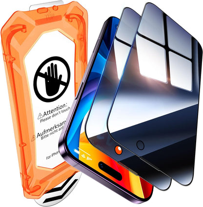 UniqueMe for iPhone 14 Pro Privacy Screen Protector - [Military Grade Shatterproof & 9H+ Hardness] Screen Protector 14 Pro Tempered Glass Full Coverage Protection, Easy to install, 2 Packs