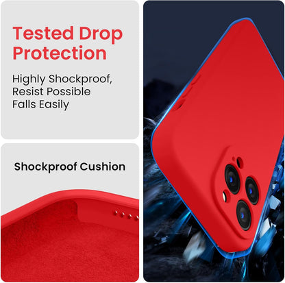 FireNova Designed for iPhone 13 Pro Max Case, Silicone [Camera Protection] Phone Case with [2 Screen Protectors], Soft Anti-Scratch Microfiber Lining Inside, 6.7 inch, Red