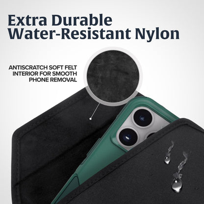 Turtleback Belt Clip for iPhone 16 Pro Max, 15 Pro Max, 14 Pro Max -Medium- Fits w/Shockproof Commuter Style Cases, Premium Black Nylon, Horizontal Belt Holder Magnetic Closure HD Rotating Clip