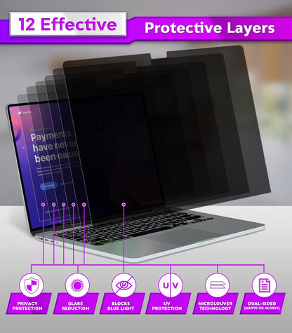 PYS MacBook Air 13.6 Inch Magnetic Privacy Screen for M2 Chip 2022 (A2681) - Removable Anti-Spy Laptop Shield