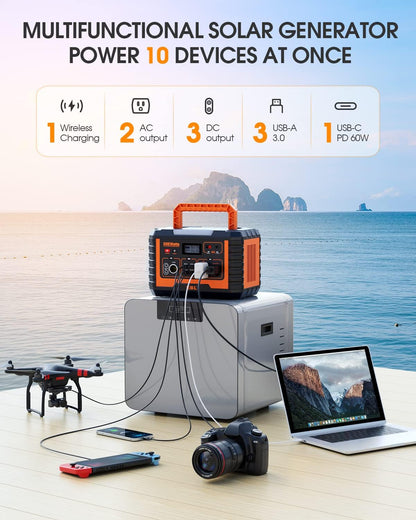 EBL 500W Portable Power Station with 100W Portable Solar Panel, 519.4Wh Solar Generator and Solar Panel Combo for Home and Outdoor Emergency Use