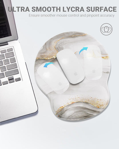 Ergonomic Mouse Pad Wrist Support, Comfortable Mouse Pad Wrist Rest, Relieve Wrist Pain Gel Mouse pad, Non-Slip Rubber Base Mousepad for Laptop, Computer(White Marble)