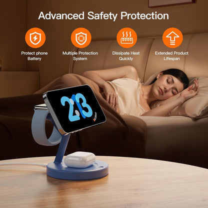 2025 3 in 1 Charging Station for Apple iPhone AirPods Watch with Mag-Safe Charger Wireless Charger Stand for iPhone 16 15 14 13 12 Series AirPods iWatch Series - Gifts for Wife & Husband