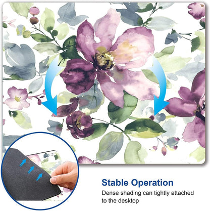 Hokafenle Floral Mouse Pad - Purple Watercolor Flower, Square Waterproof Non-Slip Rubber Base for Office Computer Laptop - Ideal for Girls and Women