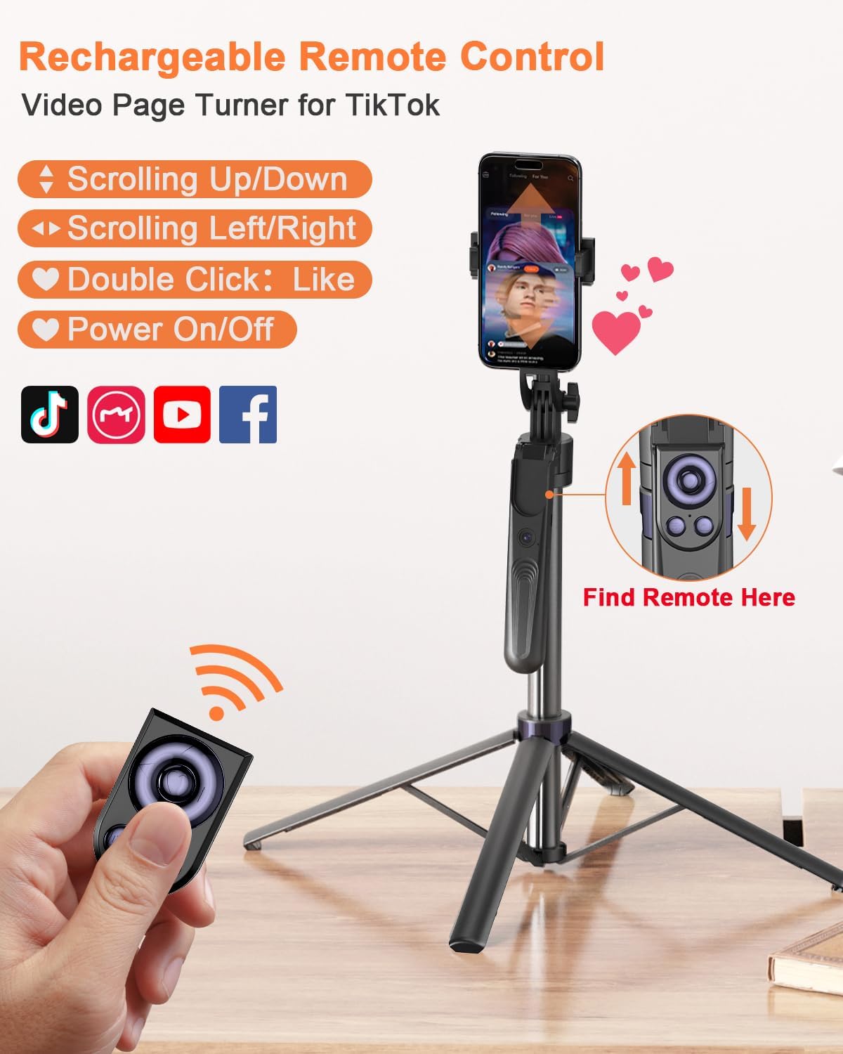71” Auto Face Tracking Tripod for iPhone with Light,360° Rotating Phone Stand with Rechargeable Remote Control for TikTok Vlog Video Recording, Phone Tripod for Android Camera/GoPro/Ring Light