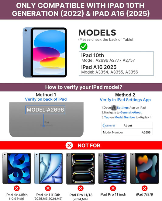 typecase Touch iPad 10th Generation Case with Keyboard (10.9", 2022), Multi-Touch Trackpad, 10 Color Backlight, 360° Rotatable, Thin & Light for Apple iPad 10th Gen 10.9 (Raspberry)