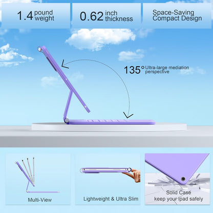 for iPad 9th Generation Case with Keyboard,Magic Style Keyboard Case for iPad 9th/8th/7th Gen 10.2 inch - Floating Cantilever Magnetic Stand Multi-Touch Trackpad (Purple)