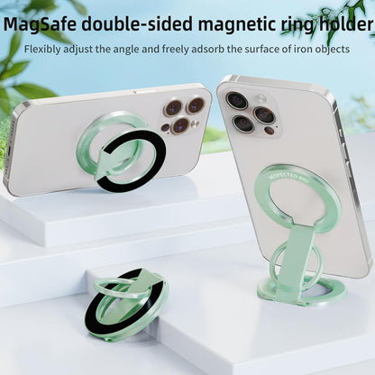 RESPECTED BRO-Magnetic-Phone-Ring-Holder with Dual Rings, Compatible with iPhone 16/15/14/13/12, Multifunctional Stand for Desk,Office,Gym,Kitchen & All Metal Surfaces, Finger Loop Grip (Light Green)