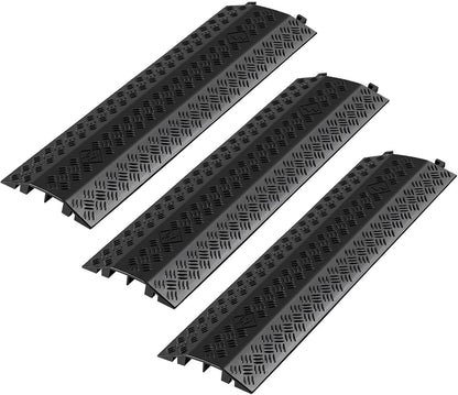 VEVOR 3 Pack Drop Over Cable Cover, 2 Channel Heavy Duty Cable Hose Protector Ramp, 38.3'' Floor Cord Cover, 17,500 lbs/Axle Load Capacity, for Traffic Areas, Indoor, Outdoor, Home, Office, Warehouse