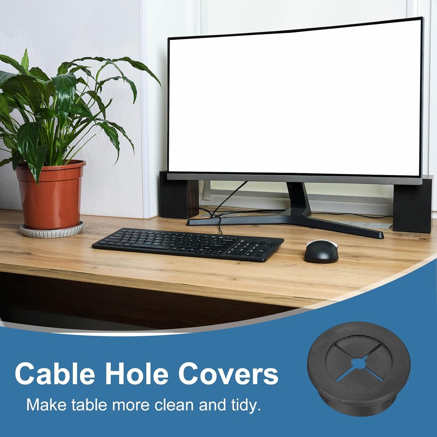 uxcell 4Pcs Cable Cord Grommet, 1-1/4"(32mm) Rubber Desk Grommets Wire Pass Through Hole Cover with Marked Cable Ties for Home Office Cable Wire Protection, Black