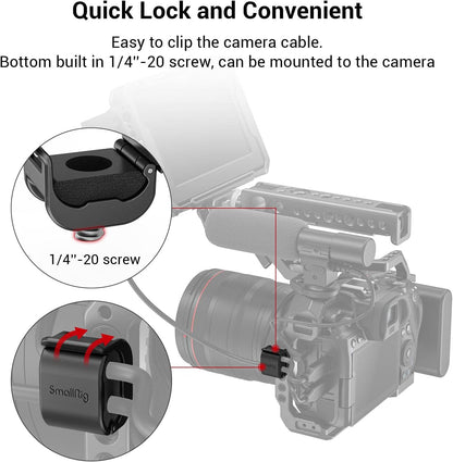 SmallRig Camera Clamp (4 pcs) for HDMI/SDI/Microphone Cable, DSLR Camera Cable Lock Mount Support 2-7mm