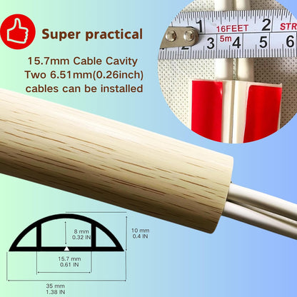 10ft Floor Cord Cover Self Adhesive Cord Hider Floor, Heavy Duty Cable Protector, Hide Extension Cords, Cable Management Hide Cords on Floor, Cable Cavity:0.61"(W) x 0.32"(H) Beige