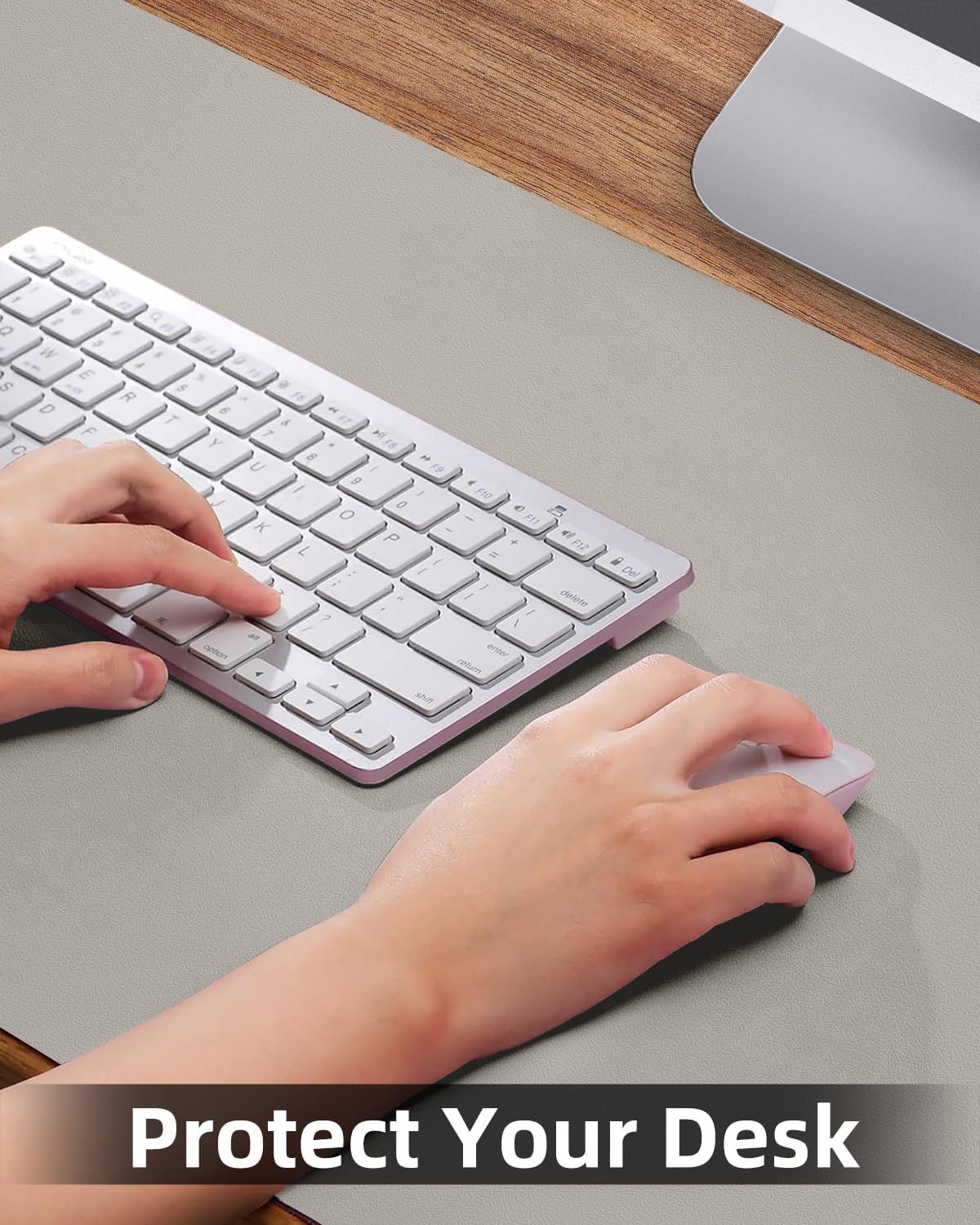 Extra Large Desk mat, Leather Desk Pad Protector,Office Desk Mat,Mouse Pad, Non-Slip Desk Blotter, Laptop Desk Pad, Waterproof Desk Writing Pad for Office&Home (Light Grye, 55" x 17")