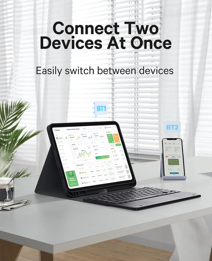 GreenLaw for iPad Pro 11 inch Case with Keyboard(M4) 2024, Detachable Wireless Keyboard Case, Stain-Resistant Surface, 7-Color Backlit, Multi-Touch Trackpad, 2 Device Connection, Black