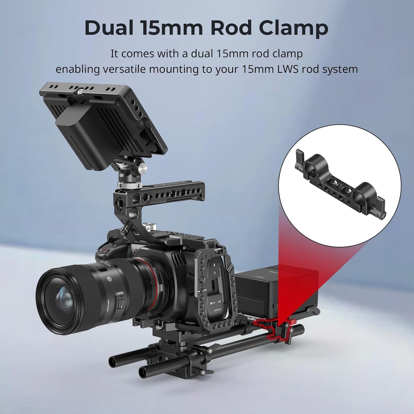 SMALLRIG V Mount Battery Plate, V-Lock Battery Plate with Dual 15mm Rod Clamp, 1/4"-20 & 3/8"-16 Threaded Holes V Mount Battery VB99 SE / VB99 / VB99 Pro, for Neewer PS099E