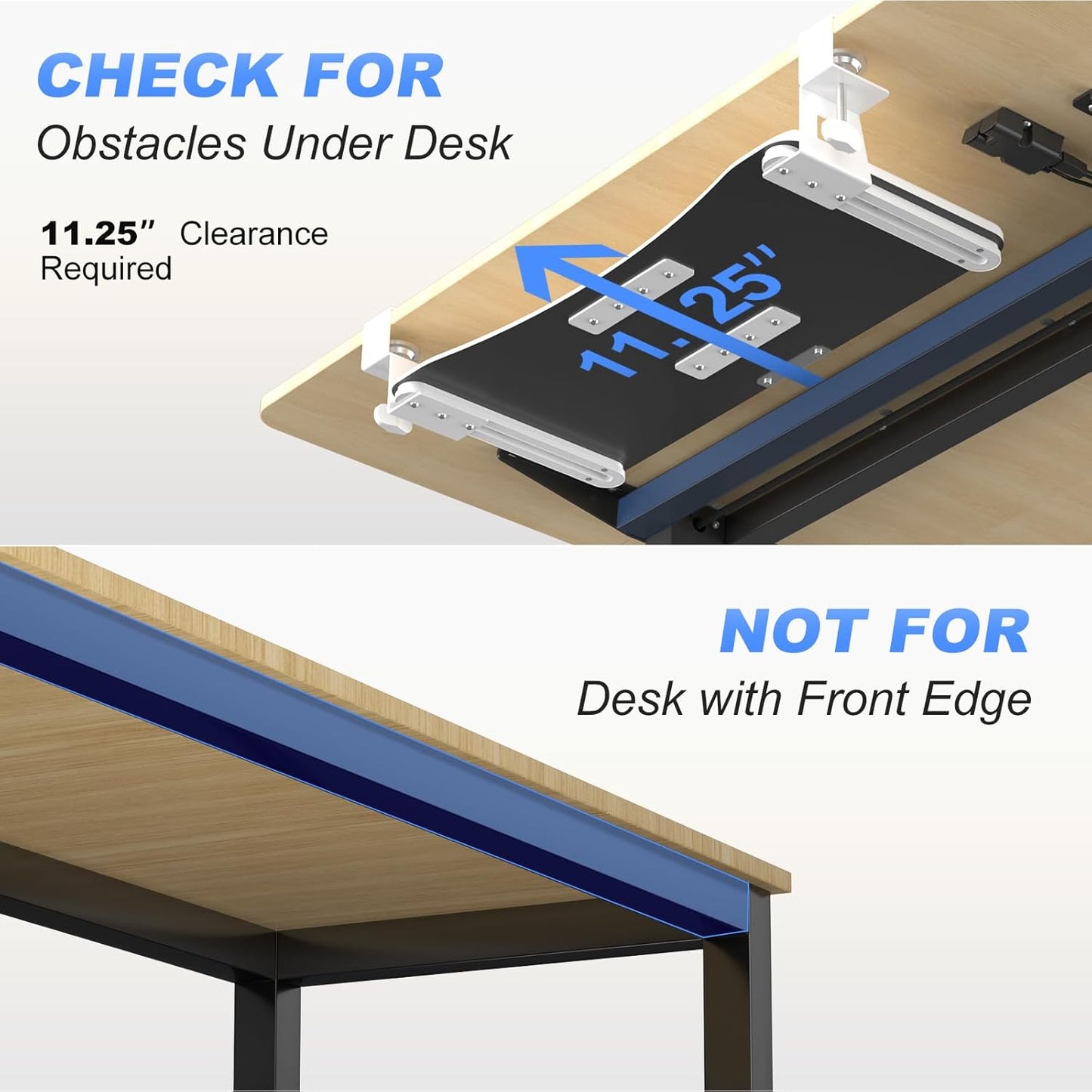 suptek Large Keyboard Tray Under Desk Pull Out with C Clamp Mount, Computer Keyboard & Mouse Tray, 34 (38 Including Clamps) x 11.8 inch Slide-Out Platform Computer Drawer for Typing, White, DSF1LW
