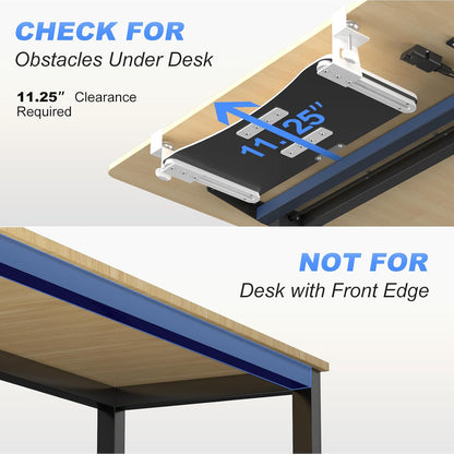suptek Keyboard Tray Under Desk Pull Out with C Clamp Mount, Computer Keyboard & Mouse Tray, 25.6 (30 Including Clamps) x 11.8 inch Slide-Out Platform Computer Drawer for Typing, White, DSF1W