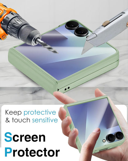 STORMTAL for Samsung Galaxy Z Flip 7 Case, Hinge Protection, Built-in Screen Protector, Wireless Charging, Shockproof, Slim Rugged Phone Protective Case for Galaxy Z Flip 7 Mint