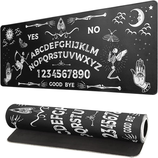 Mysterious Spirit Goth Gaming Mouse Pad 31.5x11.8 Inch Large Desk Mat Black Extended Pads Big Mousepad Non-Slip Rubber Base Keyboard Mat with Stitched Edges for Gaming Laptop Computer PC Desktop