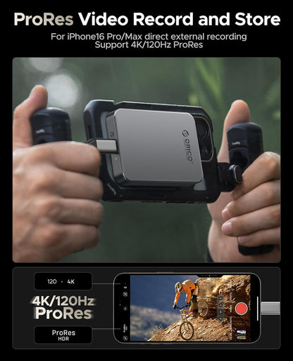 ORICO 512GB Magnetic Portable SSD, Metal Body, 4K 120 fps ProRes HDR Record and Store, Up to 460MB/s, USB C&A 2 in 1 Cable, External SSD Compatible with iPhone 16 Pro Max, Tablet, Computer - K5PLUS