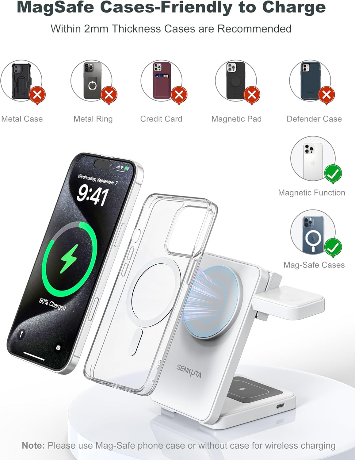 2025 Upgraded Wireless Charger for Apple: 3 in 1 Charging Station Foldable Fast for Apple iPhone 16/15/14/13/12 Max Plus Series - Portable Travel Charger for Apple Watch/Airpods Pro (White)