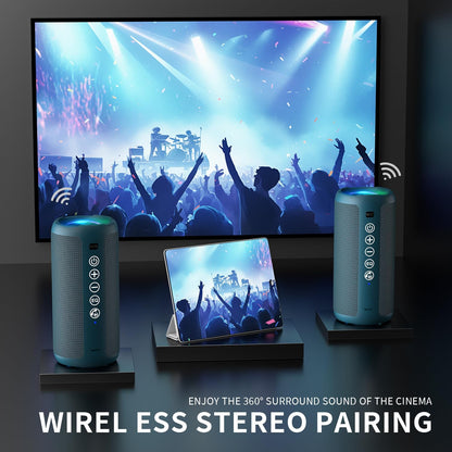 Ortizan Portable Bluetooth Speaker: IPX7 Waterproof, 24W Loud Sound, Deep Bass, Bluetooth 5.3, LED Lights, Wireless Stereo Pairing, 30H Playtime, for Home/Outdoor/Party/Beach, Birthday Gift (Blue)